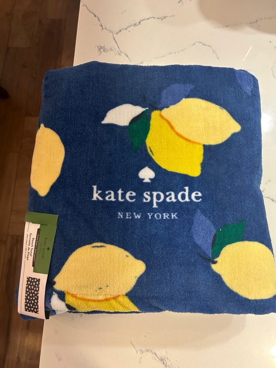 kate spade Accessories - New kate spade blue and yellow lemon print beach towel